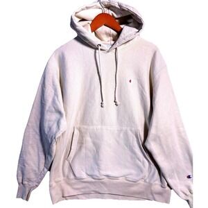Champion Reverse Weave Oatmeal Hoodie Sweatshirt Size L Casual Sport